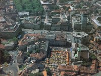 Panorama Zagreba oko tržnice Dolac i Trga Republike (današnji Trg bana Jelačića), oko 1983. godine